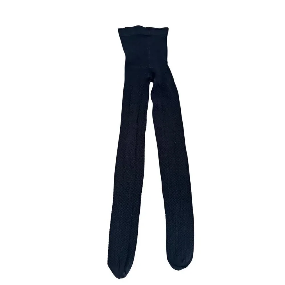 H&M Girls Black Textured Tights Size 12-14A